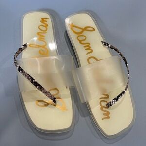 Sam Edelman Women's Luciana Thong Slide Sandals Snakeskin Strap Size 9.5